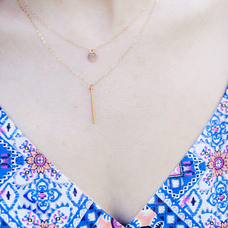 Dot and Line Layered Necklace Set