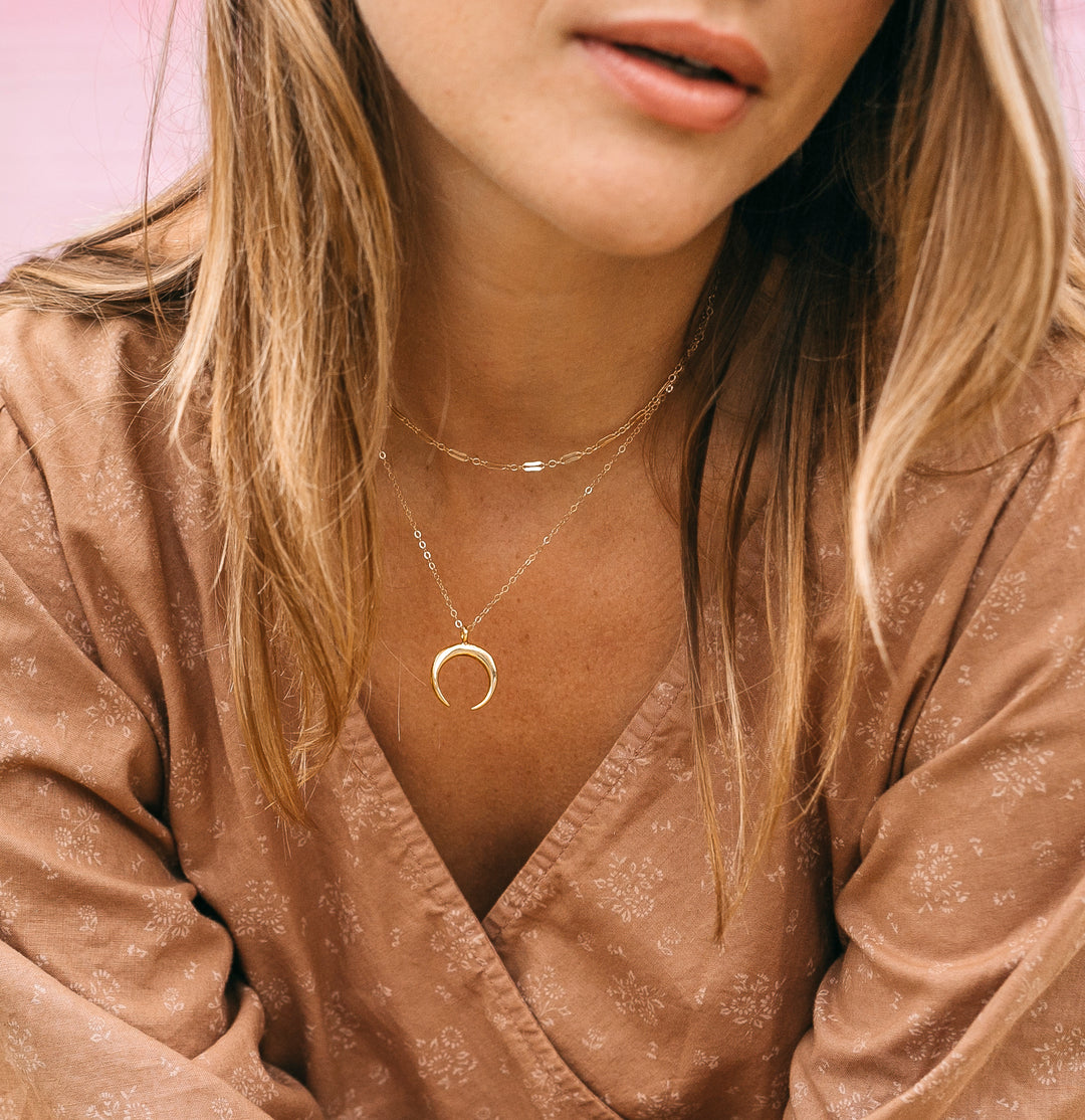 Double Horn Necklace – Amanda Deer Jewelry - Main Image