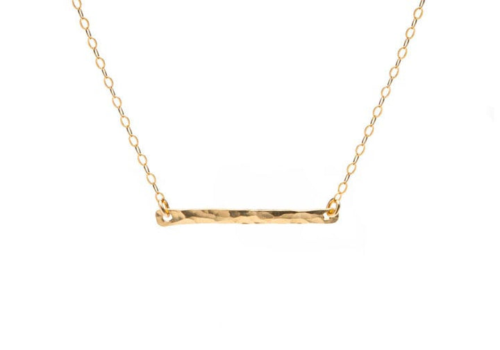 Gold Hammered Bar Necklace