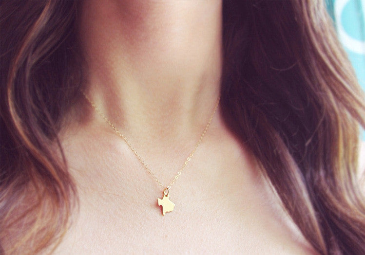 Tiny Gold Texas State Necklace