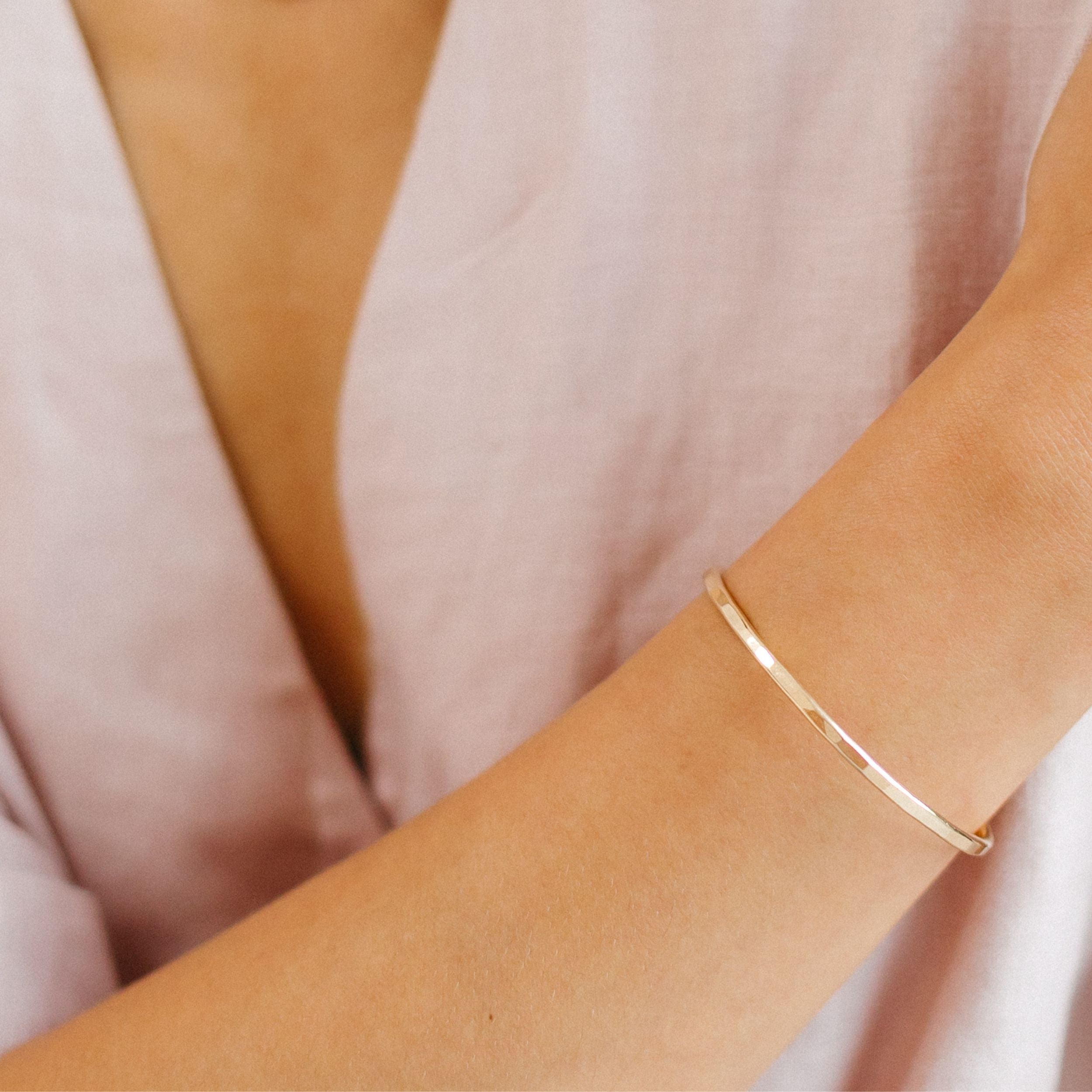 Seren Hammered Cuff Bangle | Gold | hush