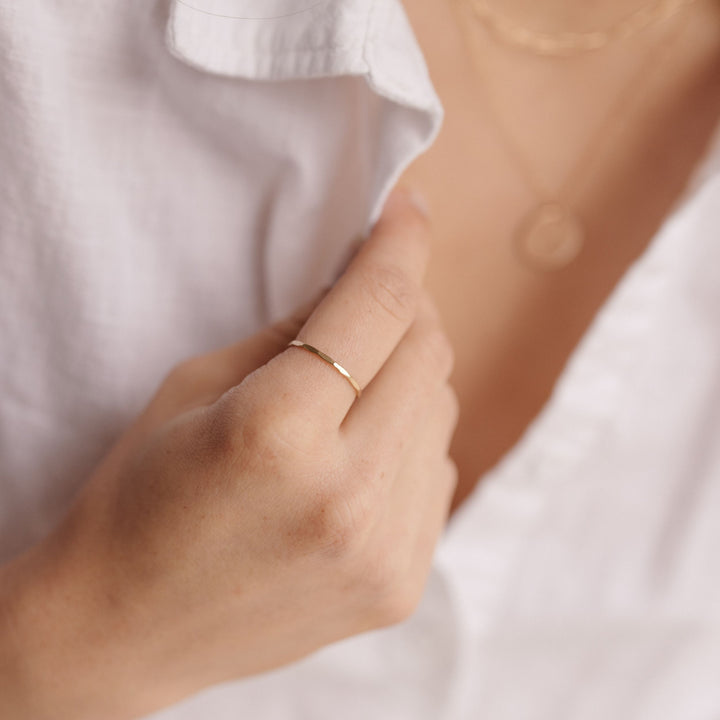 Hammered Slim Stacking Ring