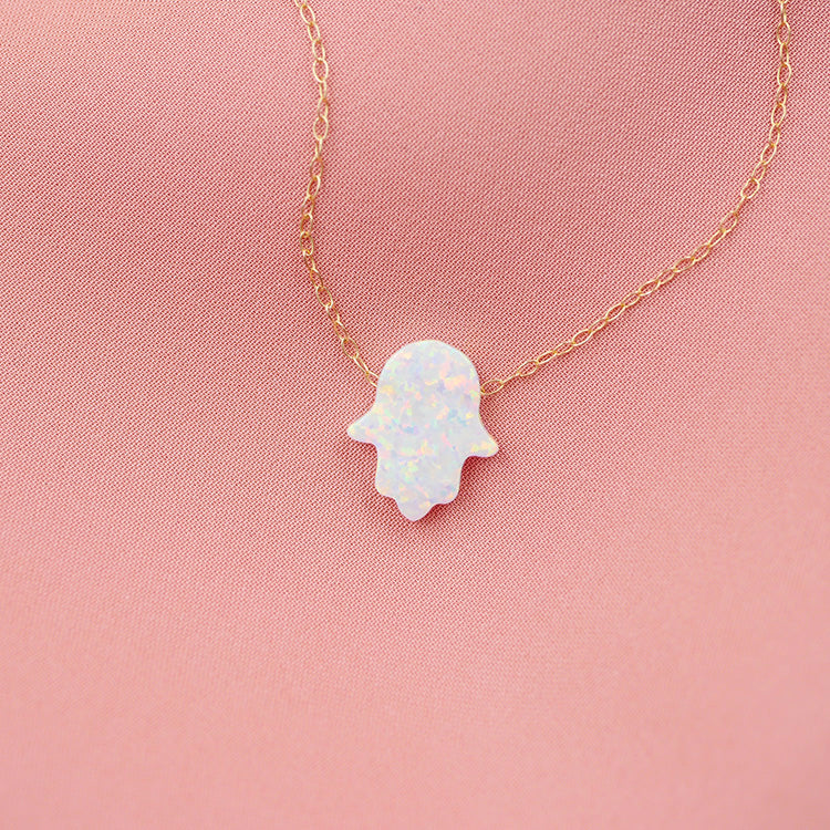 Opal Hamsa Necklace