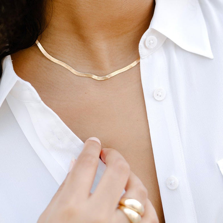 Herringbone Chain Necklace | Adina Eden Jewels
