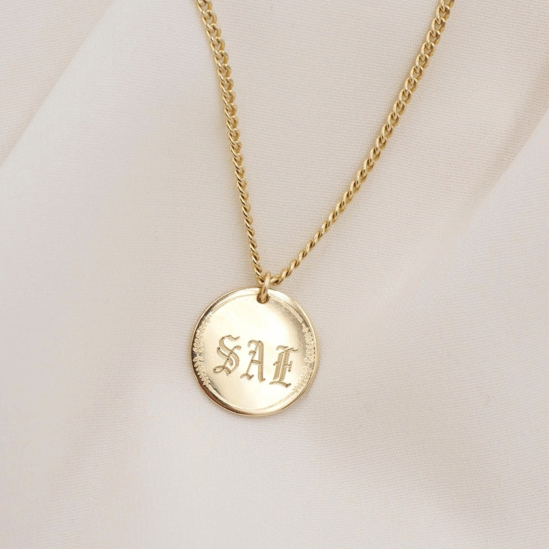 Old English Initial Disc Necklace