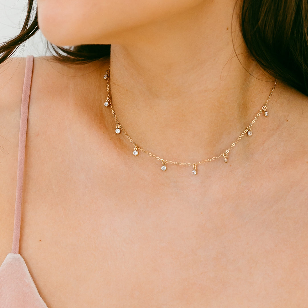 Crystal Drops Choker Necklace