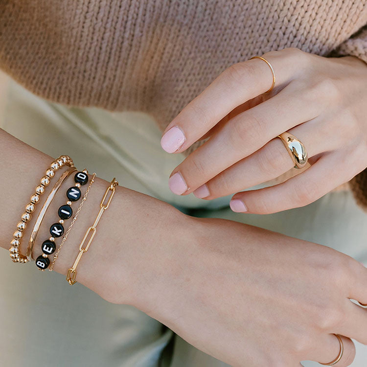 Custom Word Bangle Bracelet - Silver - Bourbon and Boweties