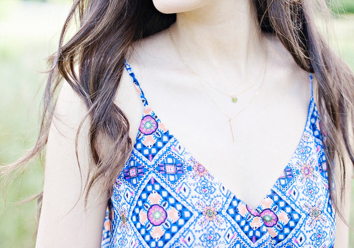 Dot and Line Layered Necklace Set