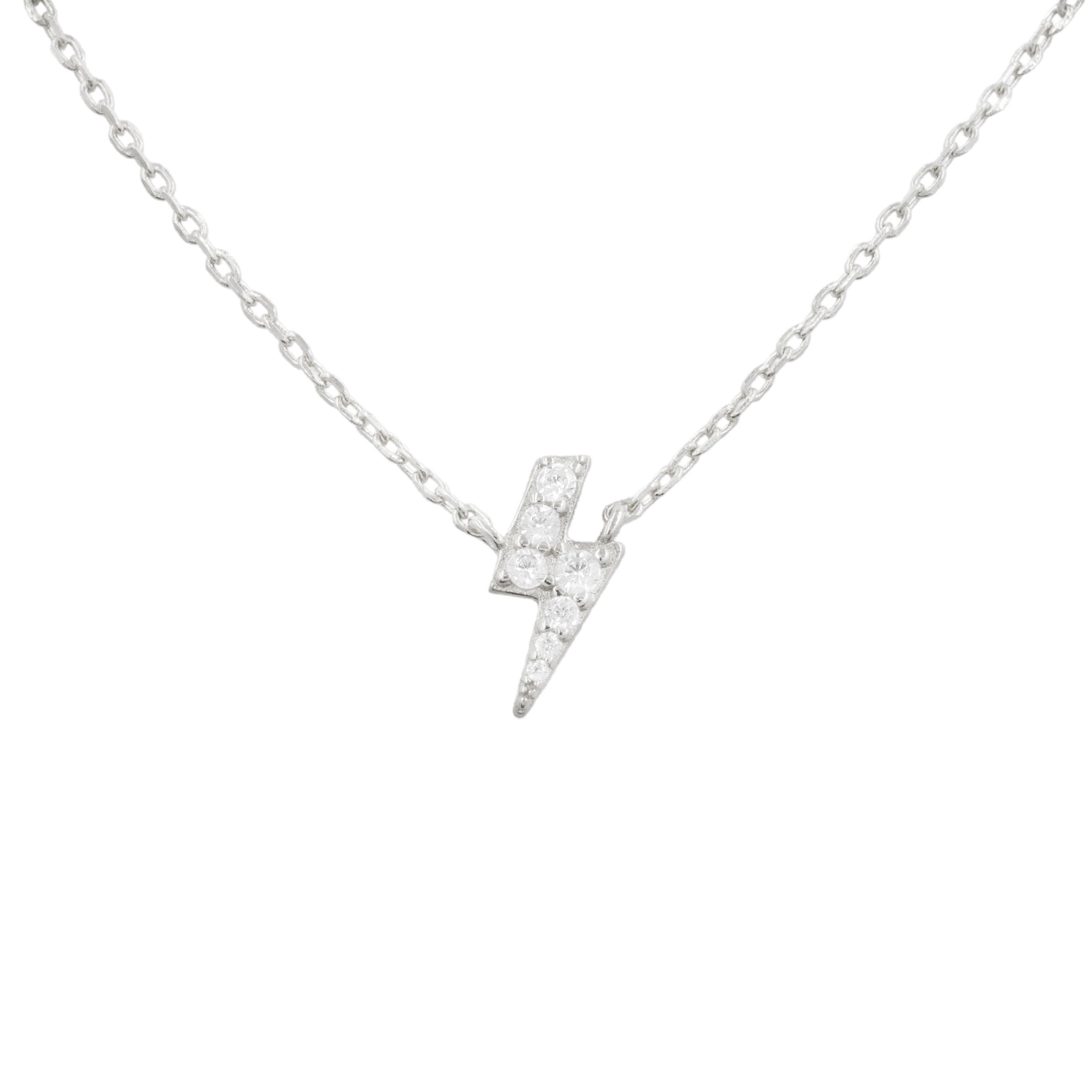 Lightning Bolt Necklace Gold | Dainty Pave Charm – Amanda Deer Jewelry