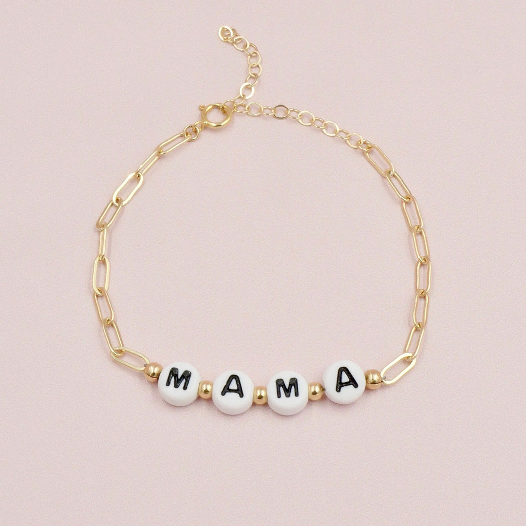 Mama Beaded Gold Bracelet