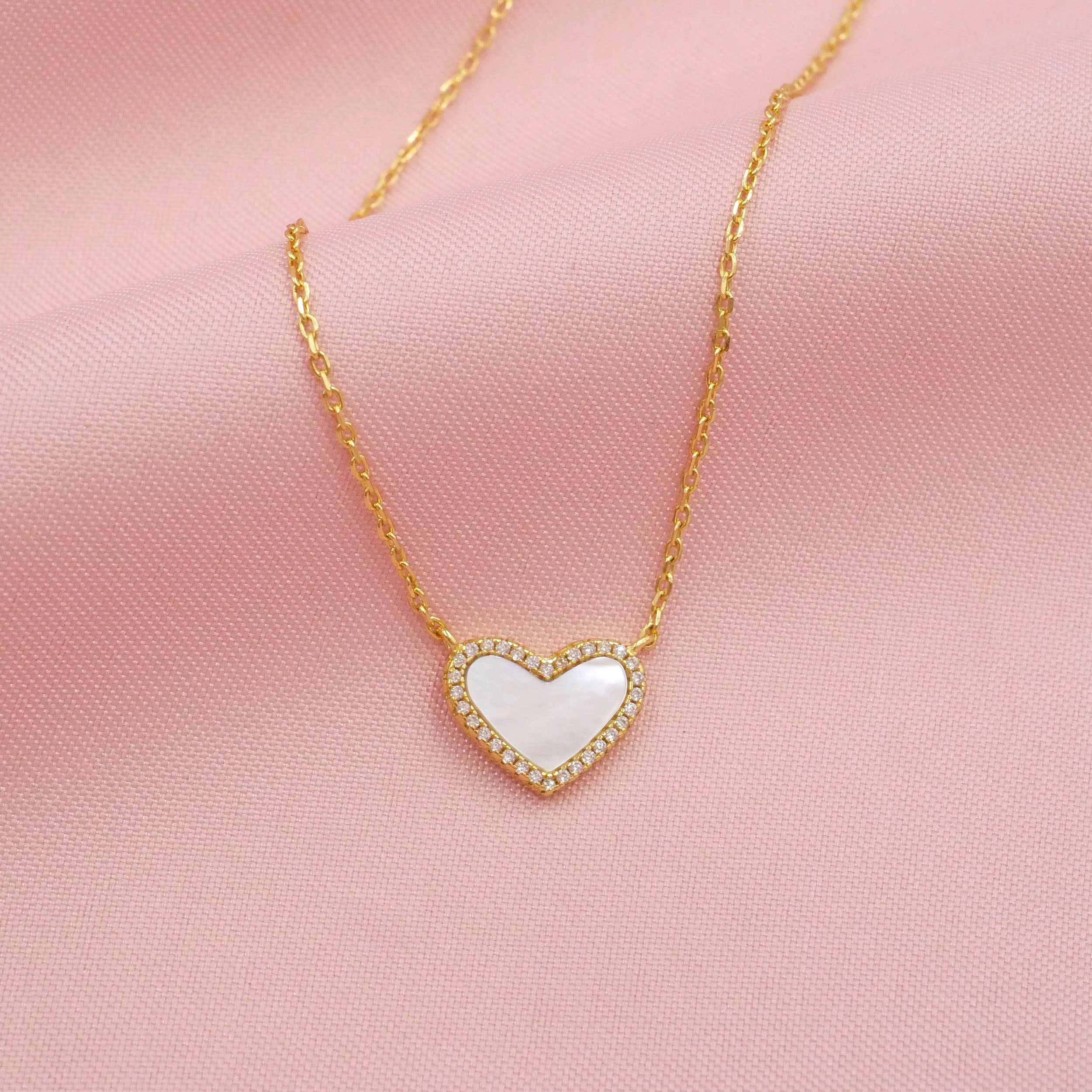 Dainty Heart Necklace | Mother of Pearl Necklace – Amanda