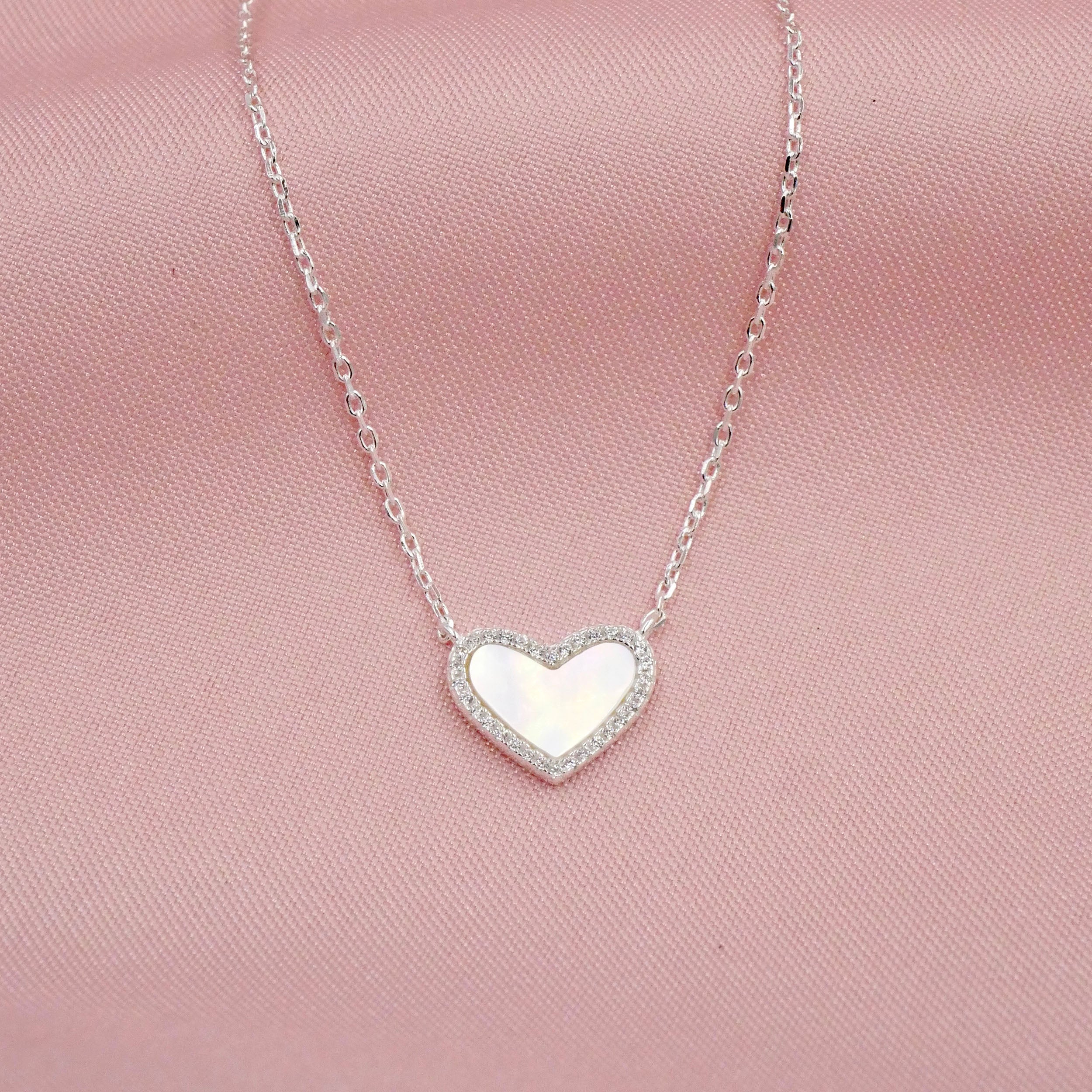 Dainty Heart Necklace | Mother of Pearl Necklace – Amanda