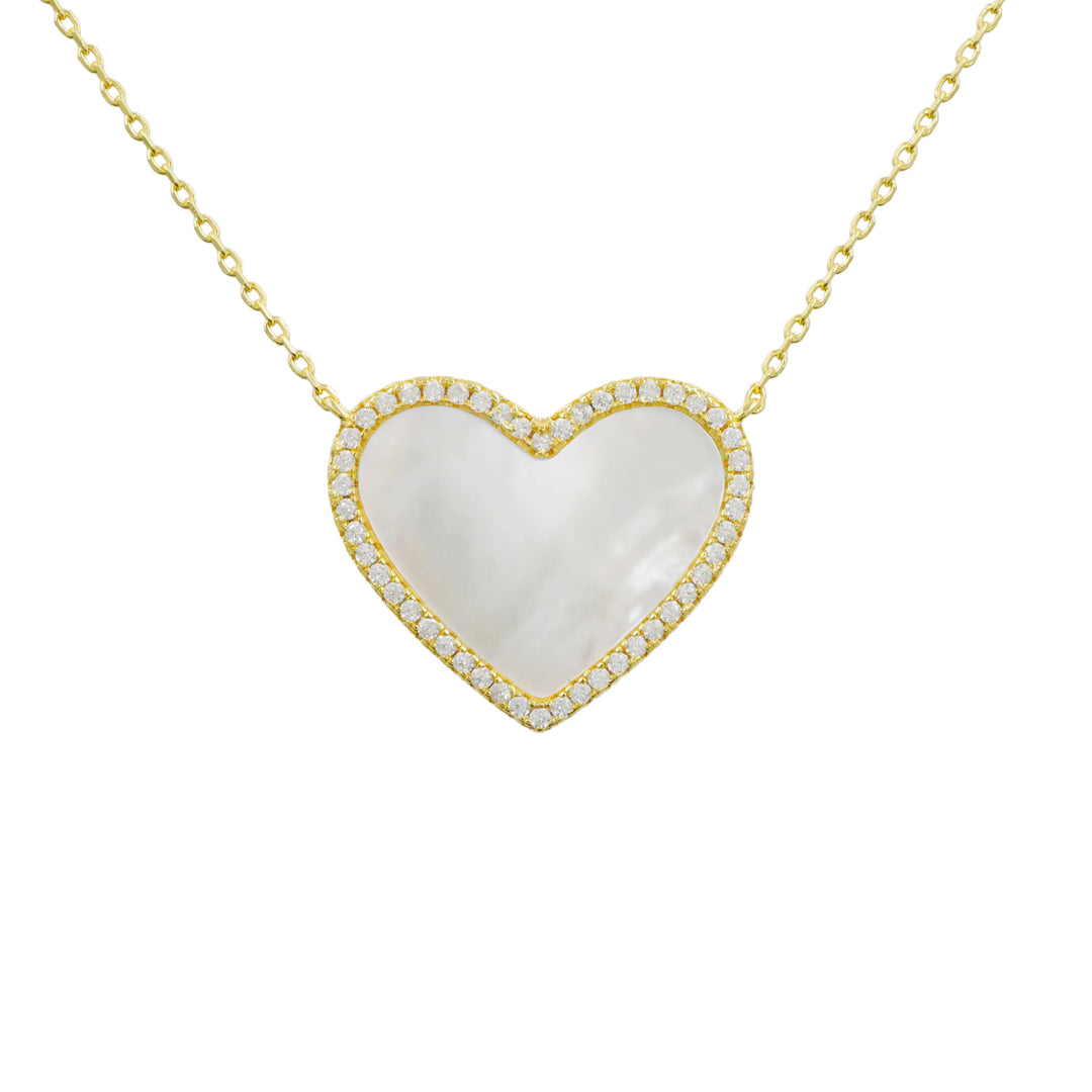 Mother of Pearl Heart Necklace | Gold Pave Necklace – Amanda Deer Jewelry