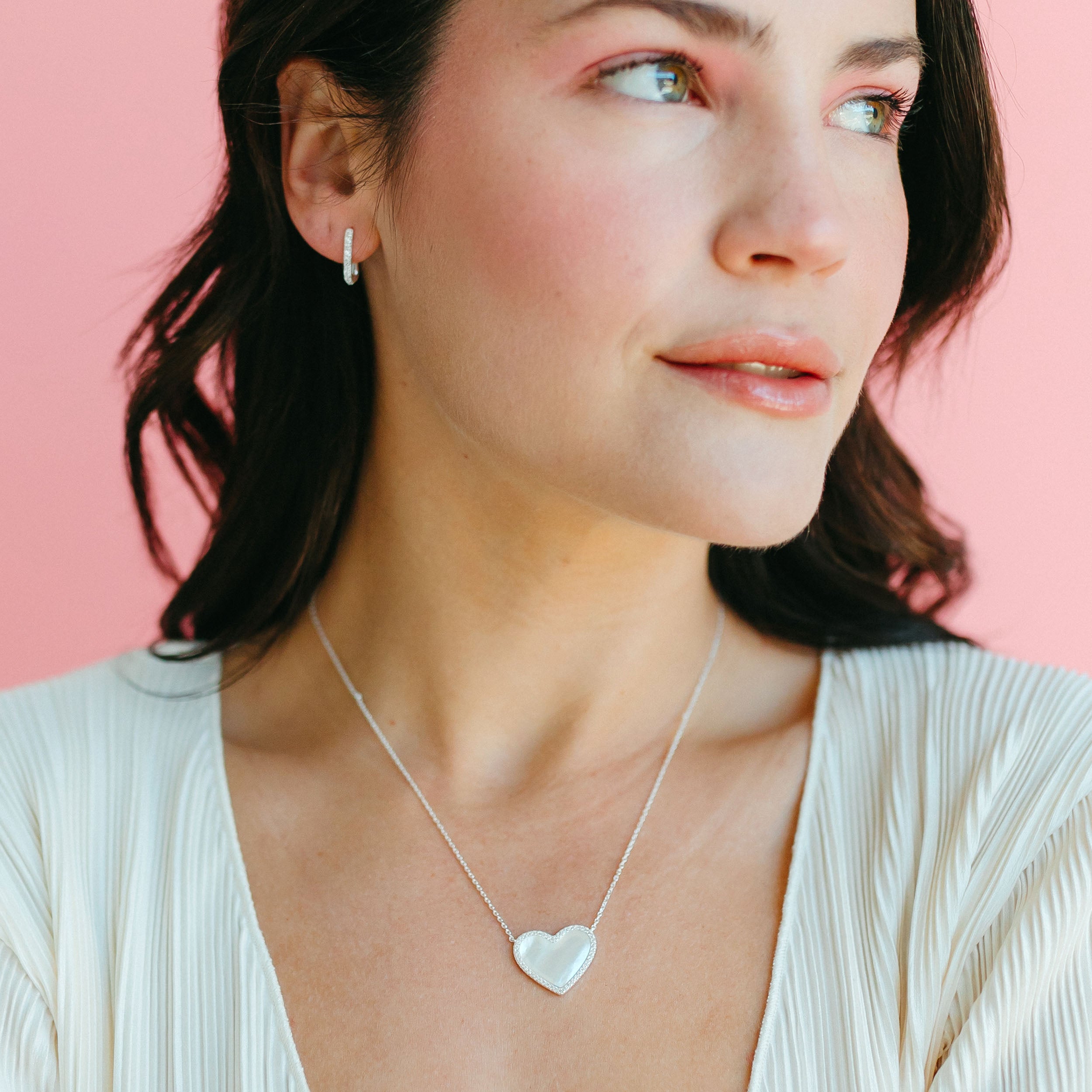 mother of pearl heart necklace-