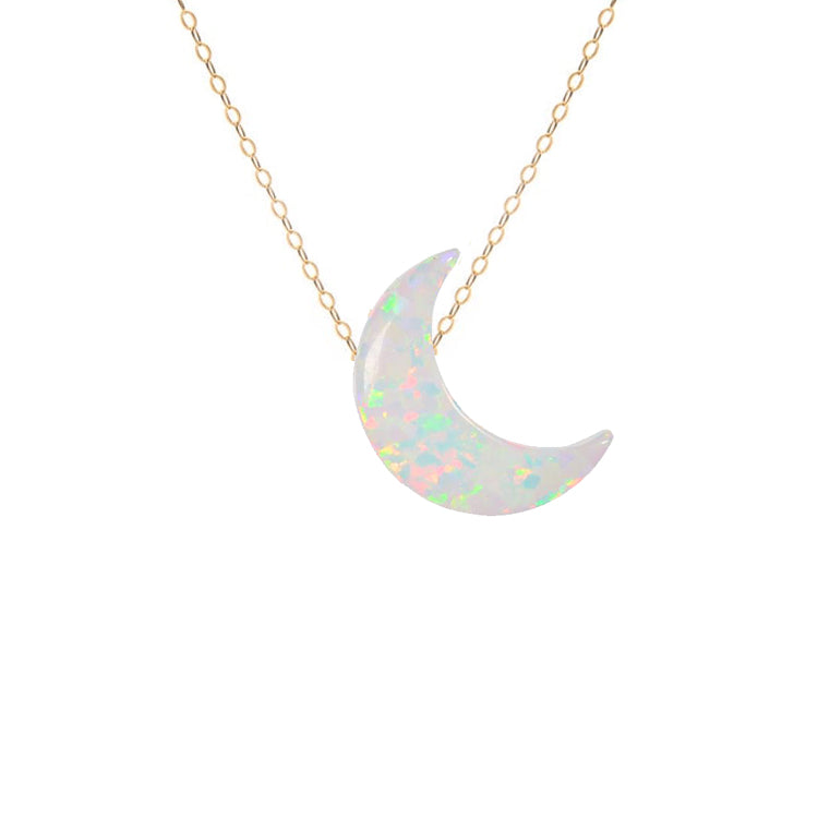 Opal Crescent Moon Necklace