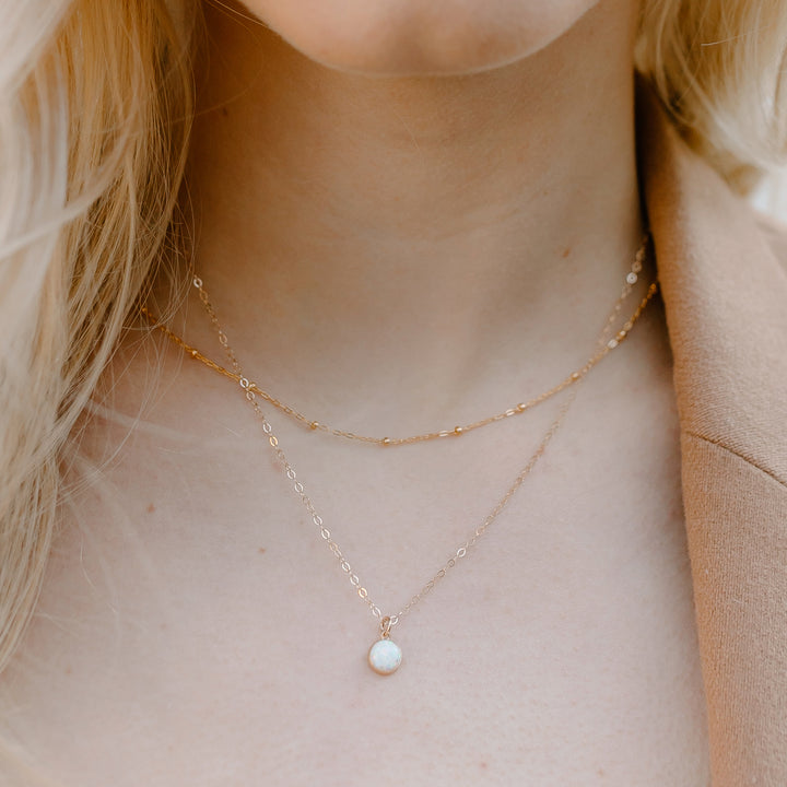 Opal Solitaire Necklace