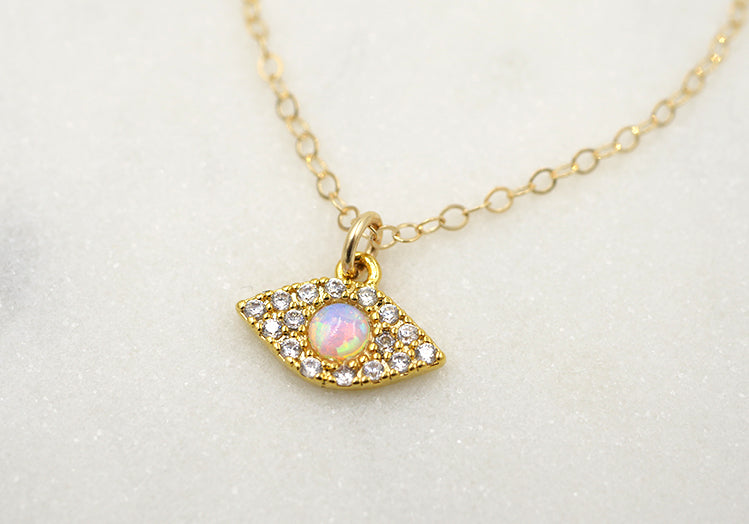 Opal Evil Eye Necklace