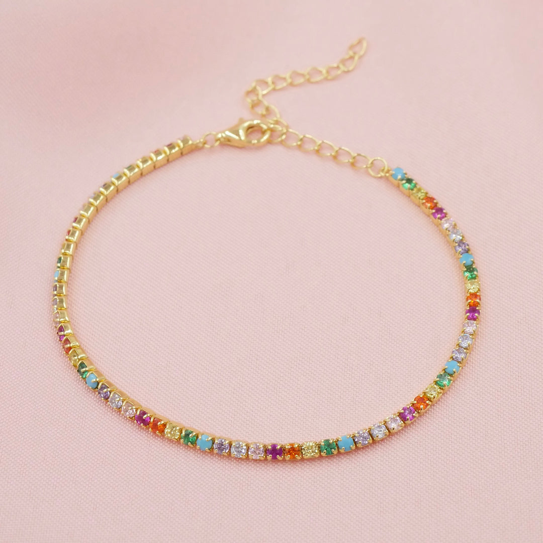 Rainbow Pave Tennis Bracelet
