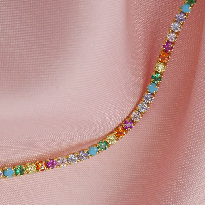 Rainbow Pave Tennis Bracelet