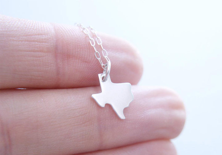 Tiny Silver Texas State Necklace