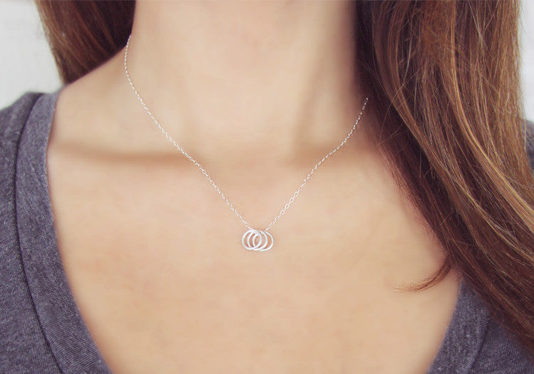 Three Silver Rings Necklace