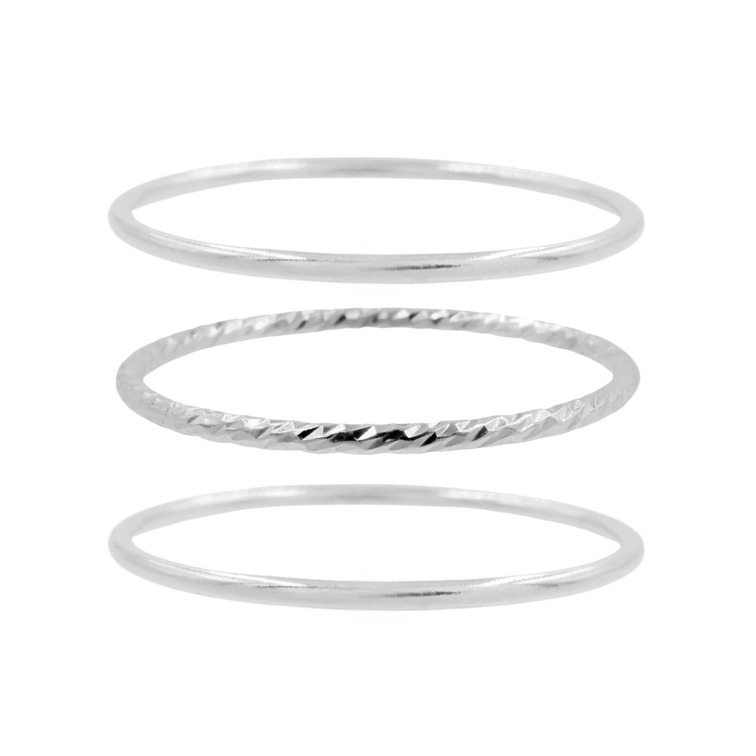 Silver Stone & Band Mix Ring Pack - Lovisa